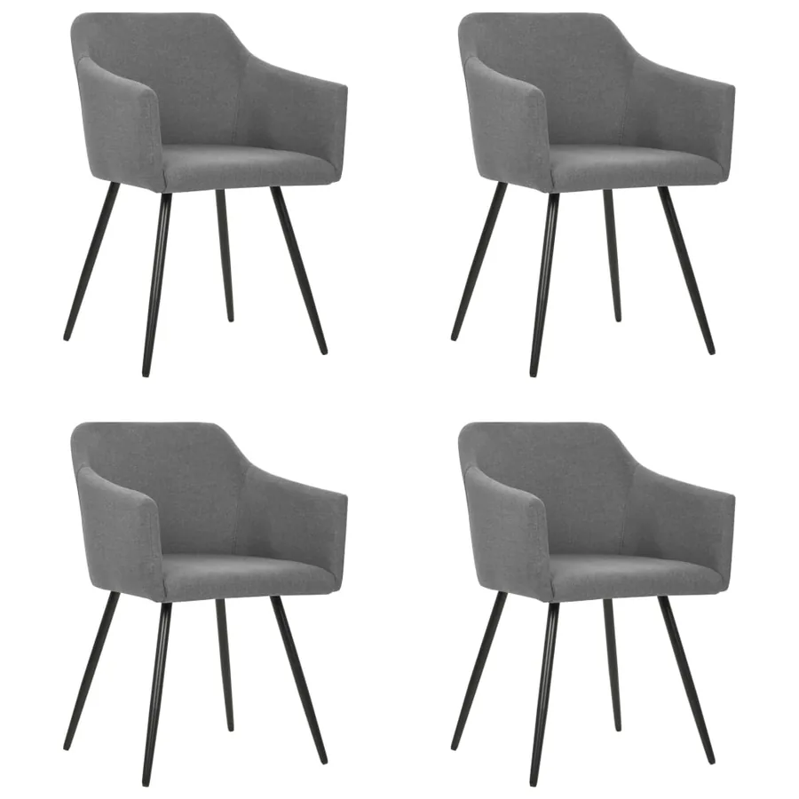 Chaises à manger lot de 4 gris clair tissu