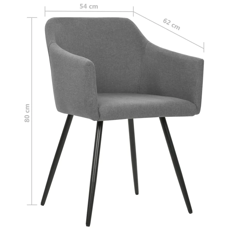 Chaises à manger lot de 4 gris clair tissu - 7