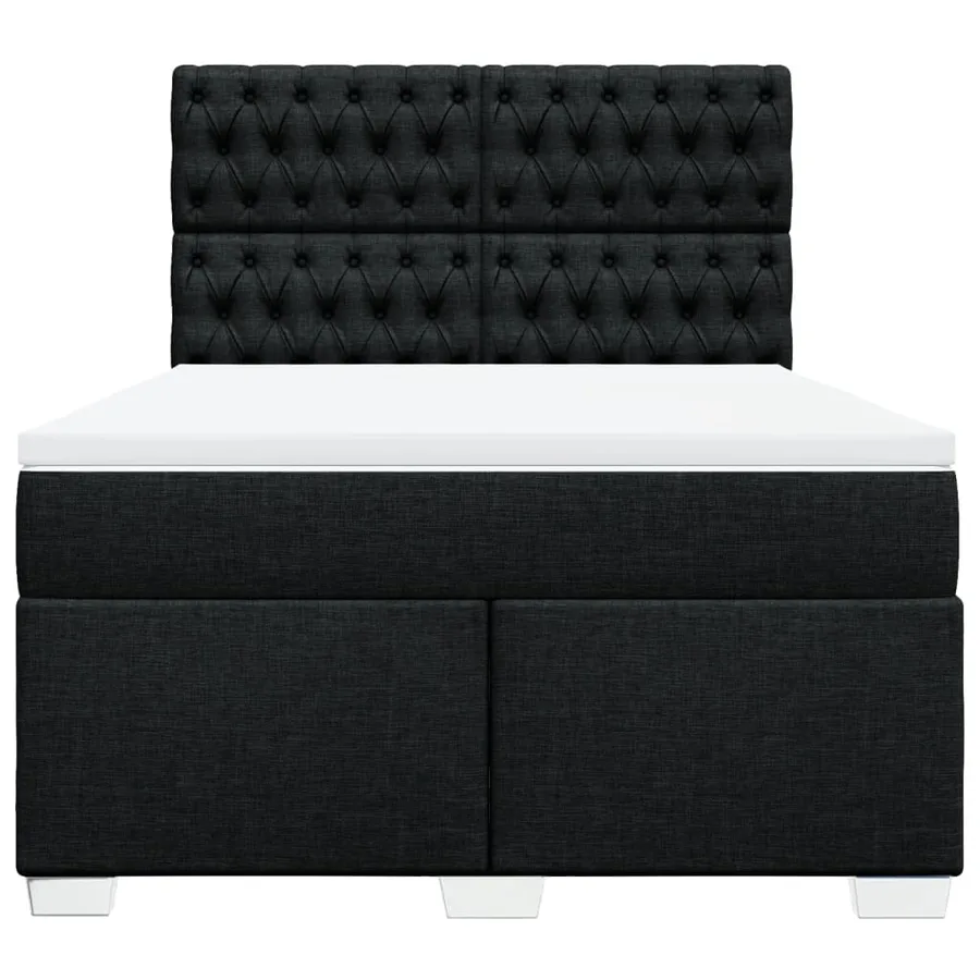 Sommier à lattes de lit avec matelas Noir 140x200 cm Tissu - 6