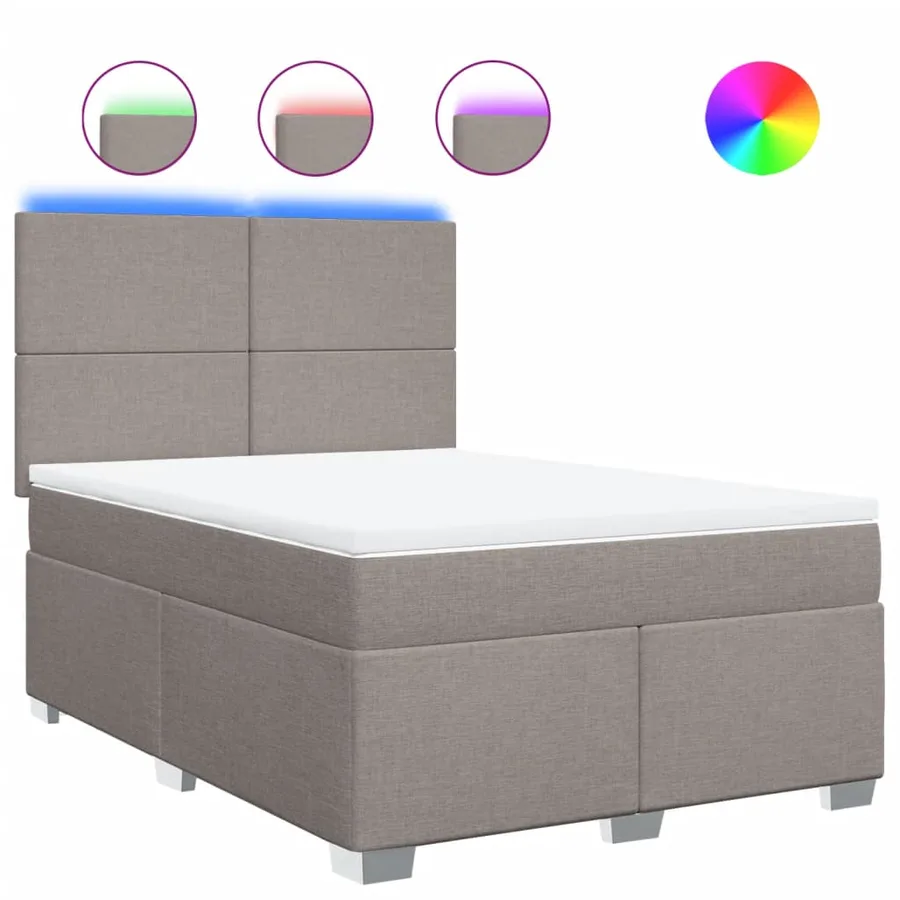 Sommier à lattes de lit avec matelas Taupe 140x200 cm Tissu - 2