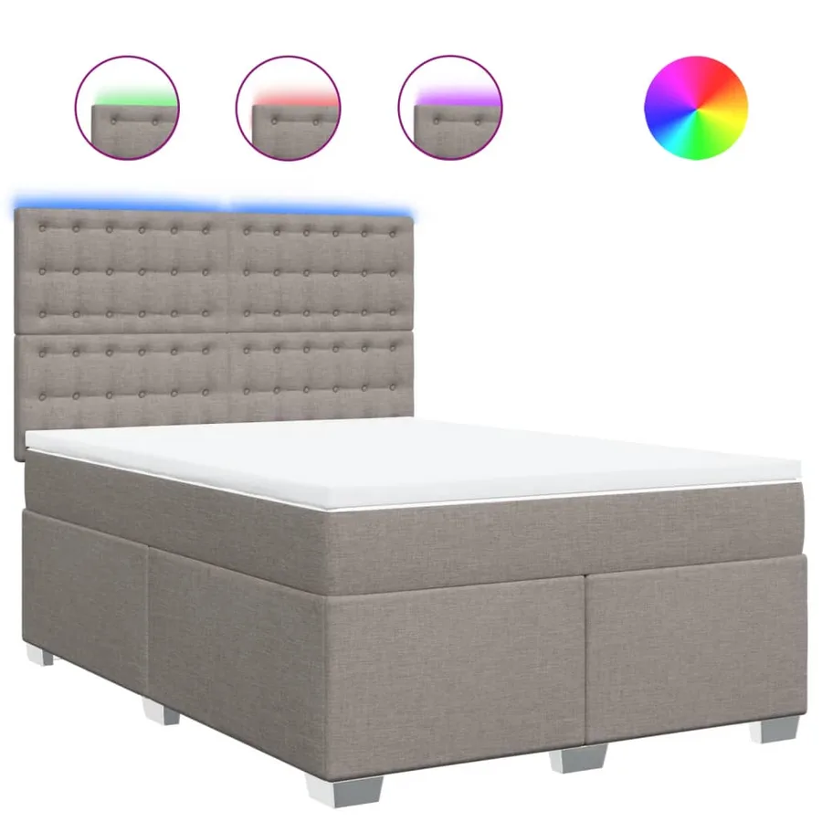 Sommier à lattes de lit avec matelas Taupe 140x200 cm Tissu - 2