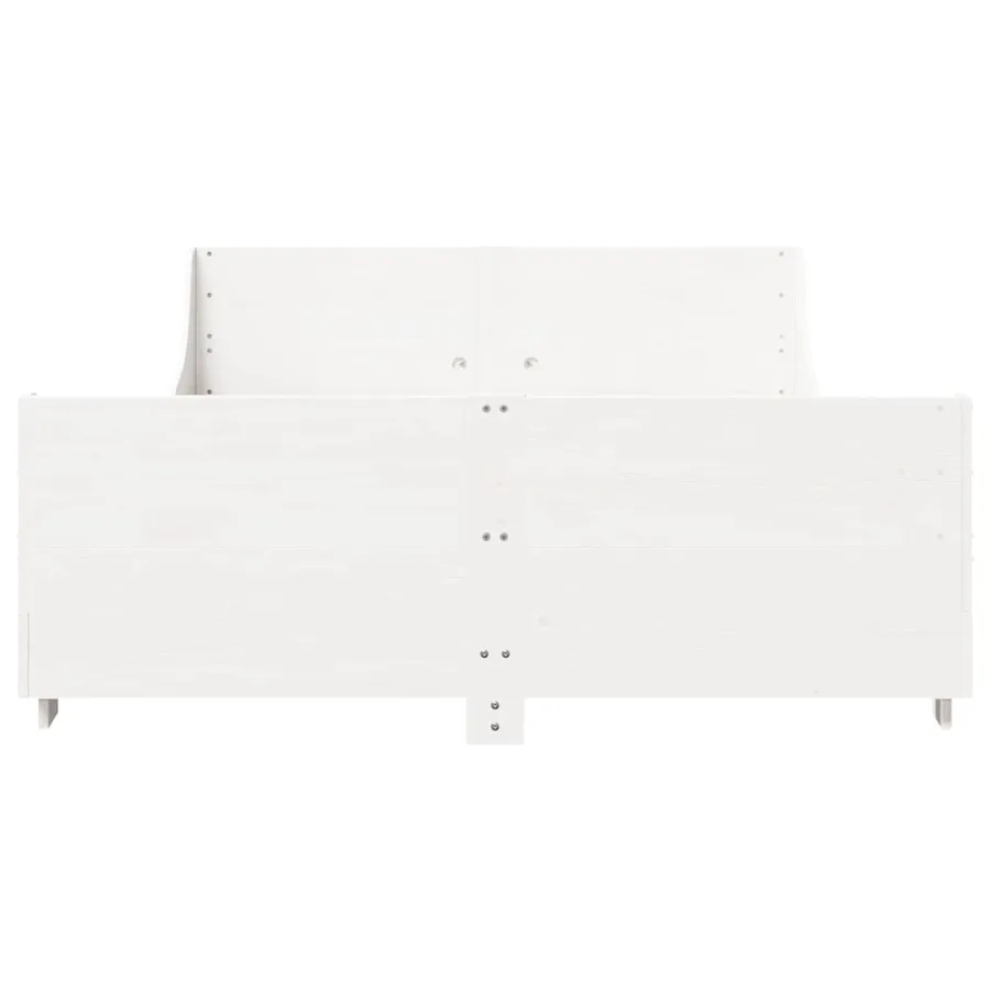 Cadre de lit sans matelas blanc 150x200 cm bois de pin massif - 4
