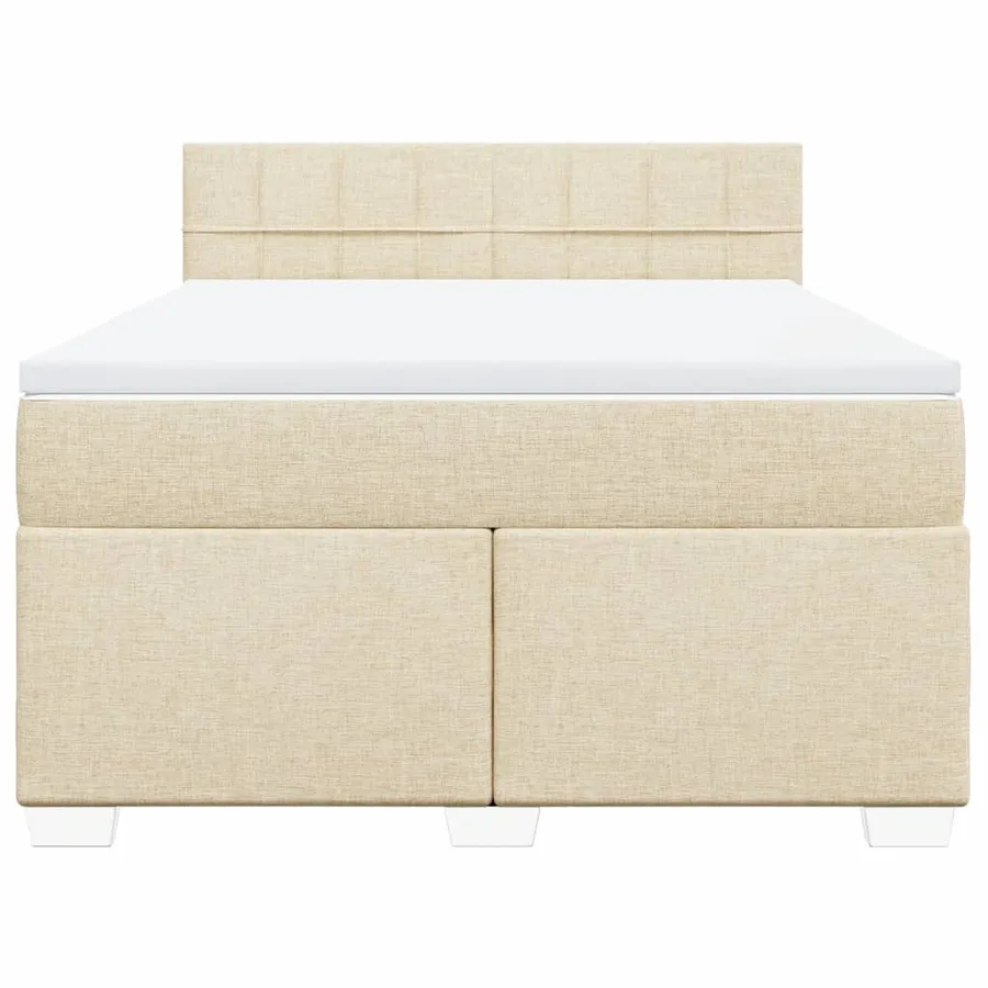 Sommier à lattes de lit avec matelas Crème 140x200 cm Tissu - 4