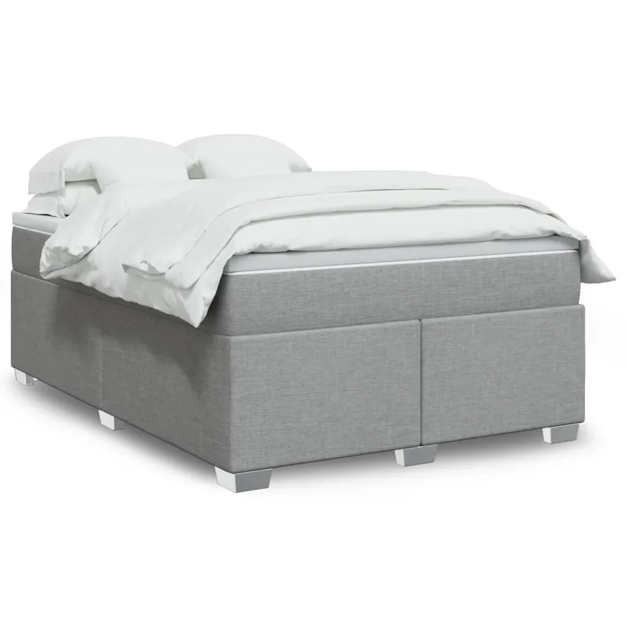 Sommier à lattes de lit avec matelas Gris clair 140x200cm Tissu