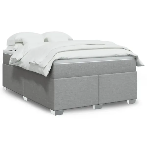Sommier à lattes de lit avec matelas Gris clair 140x200cm Tissu