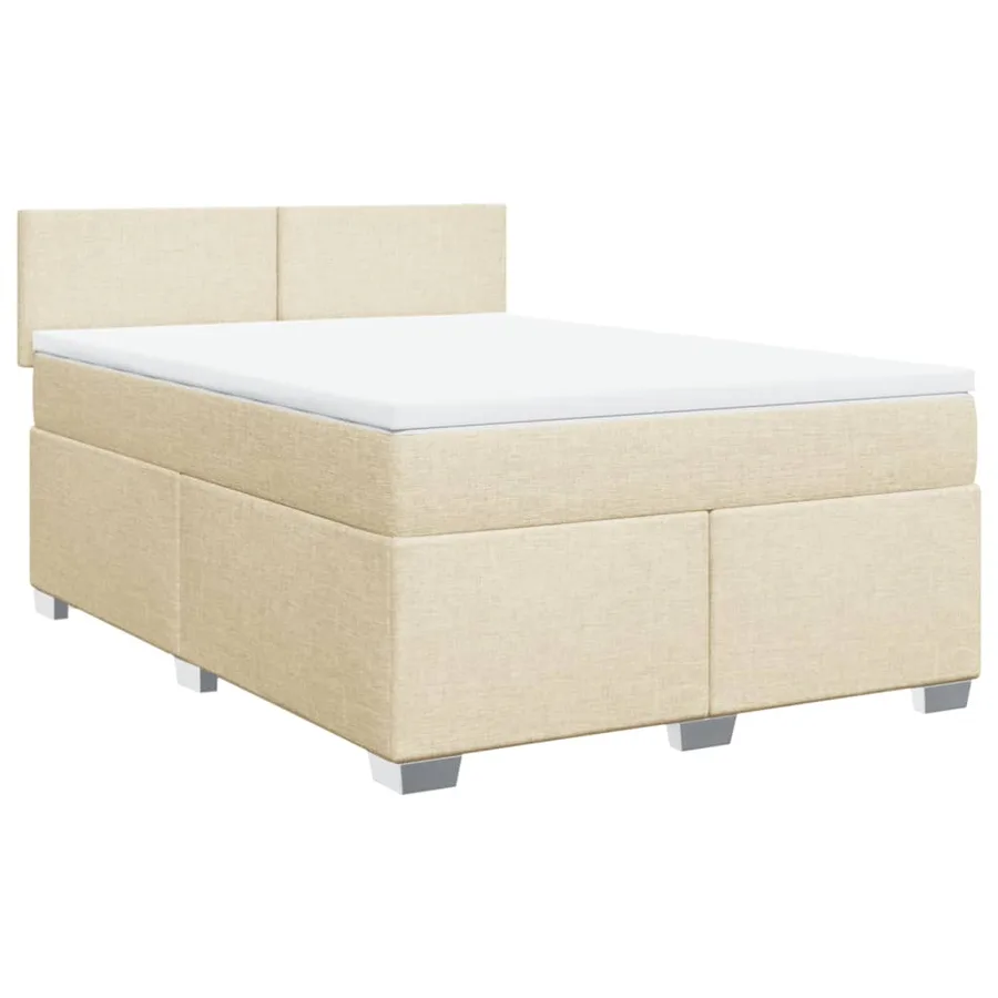 Sommier à lattes de lit avec matelas Crème 140x200 cm Tissu - 2
