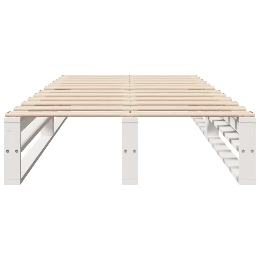 Cadre de lit sans matelas blanc 90x190 cm bois de pin massif - 4