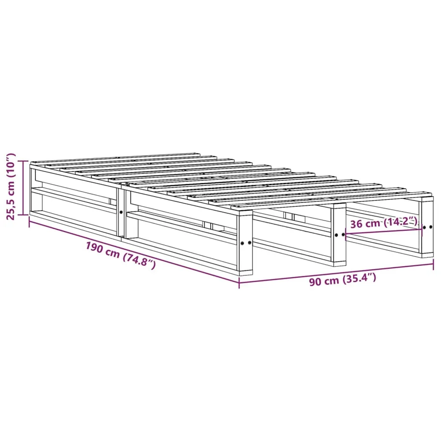 Cadre de lit sans matelas blanc 90x190 cm bois de pin massif - 9