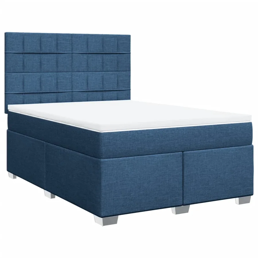 Sommier à lattes de lit avec matelas Bleu 140x200 cm Tissu - 3