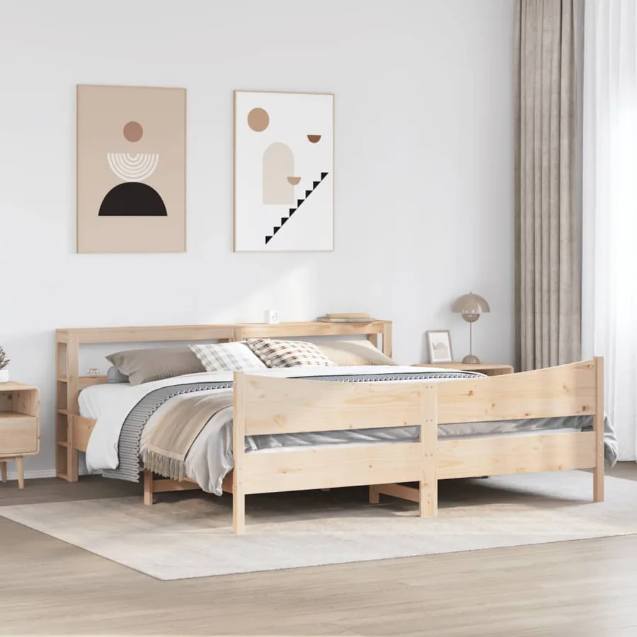 Cadre de lit avec tête de lit 200x200 cm Bois de pin massif - 3
