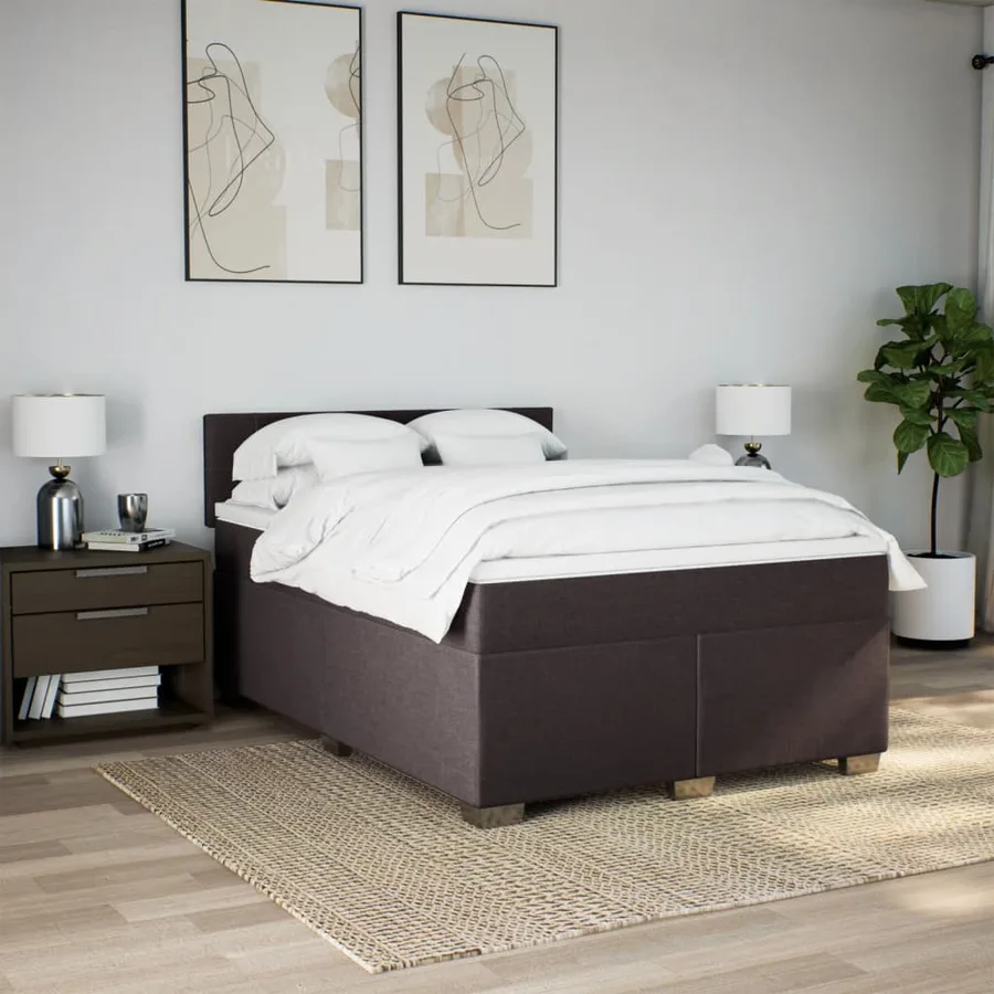Sommier à lattes de lit avec matelas Marron foncé 140x200 cm - 4
