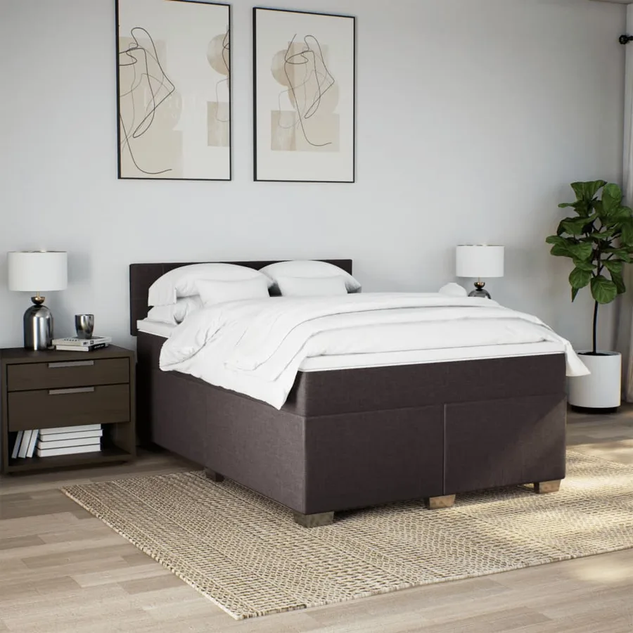Sommier à lattes de lit avec matelas Marron foncé 140x200 cm - 3
