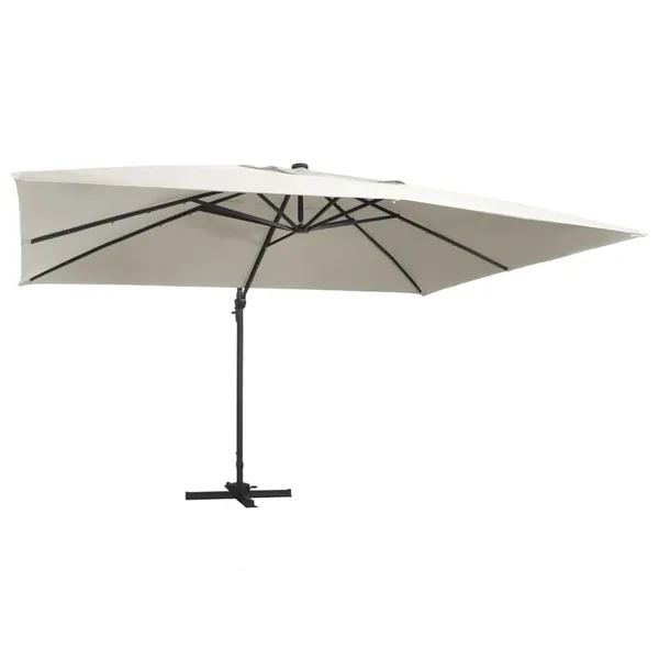 Parasol de jardin en porte-à-faux lumières LED mât en aluminium