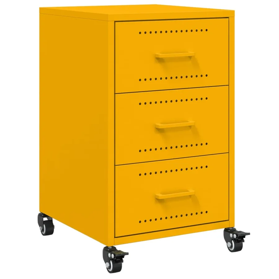 Table de chevet jaune moutarde 36x39x59 cm acier - 2