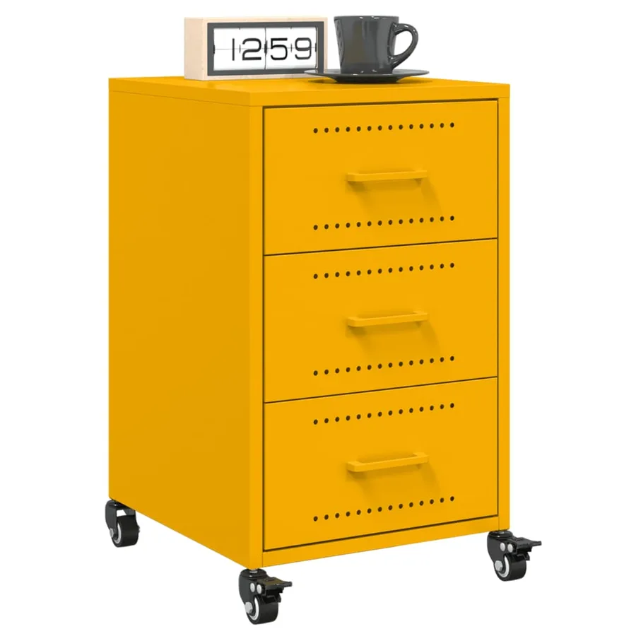 Table de chevet jaune moutarde 36x39x59 cm acier - 4