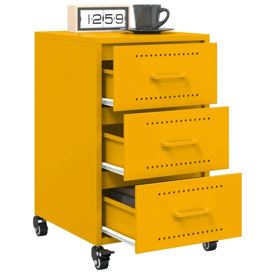 Table de chevet jaune moutarde 36x39x59 cm acier - 5
