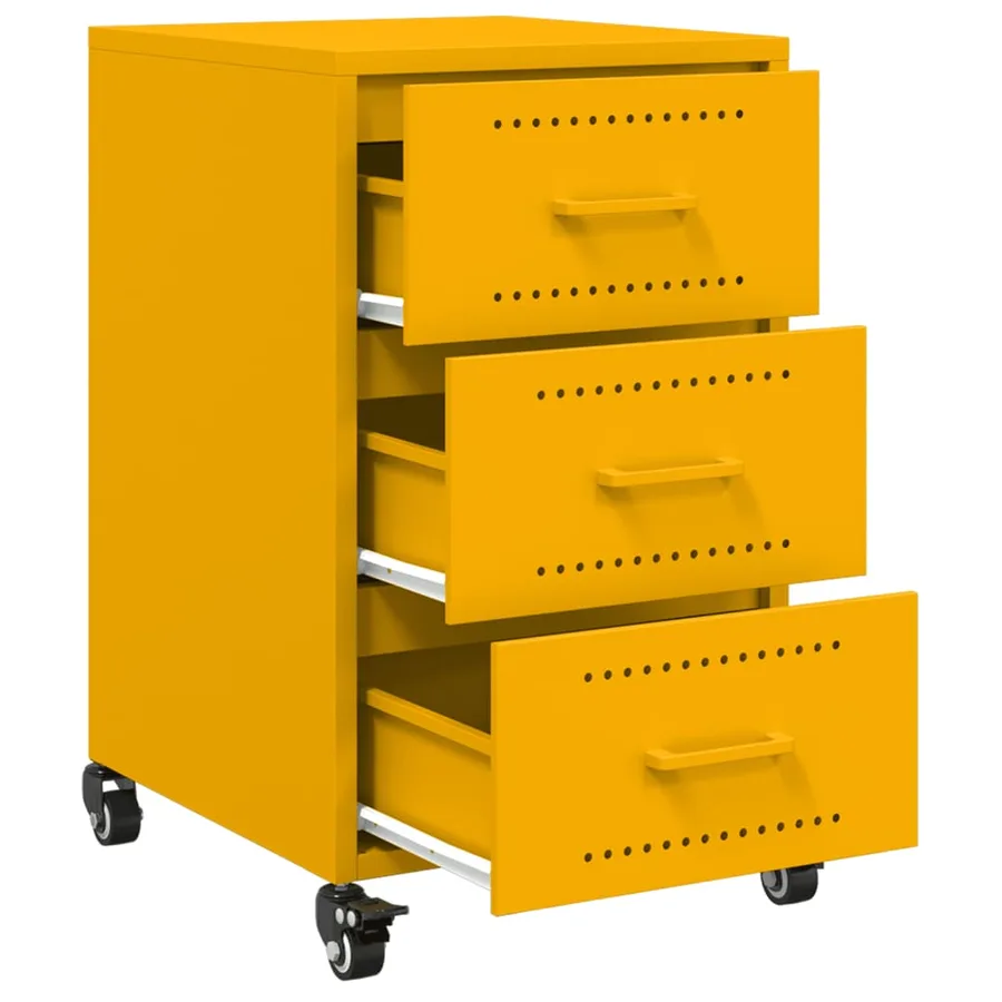 Table de chevet jaune moutarde 36x39x59 cm acier - 9