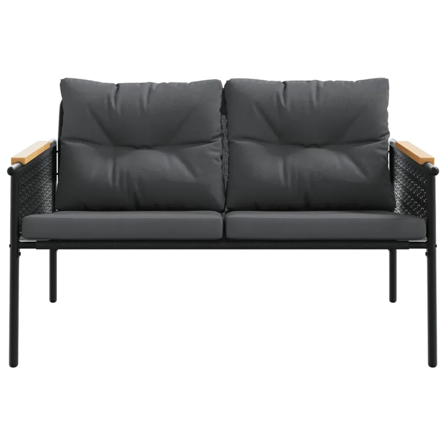 Banc de jardin avec coussins 116 cm noir acier - 4