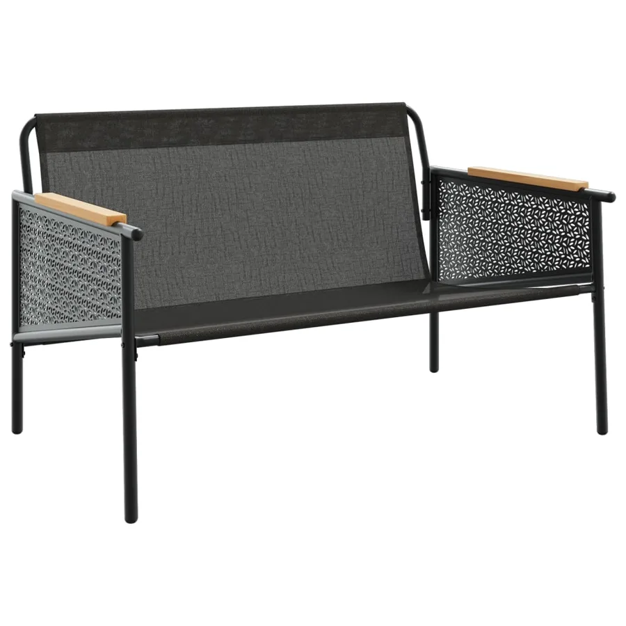 Banc de jardin avec coussins 116 cm noir acier - 5