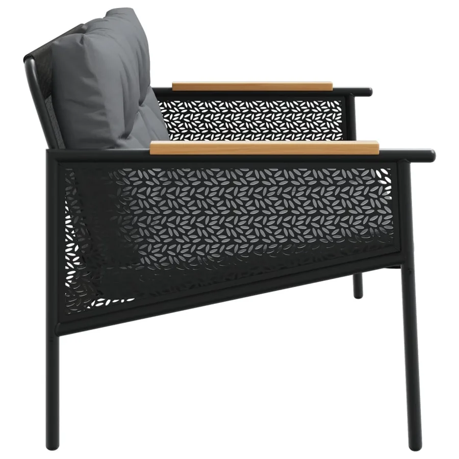 Banc de jardin avec coussins 116 cm noir acier - 6