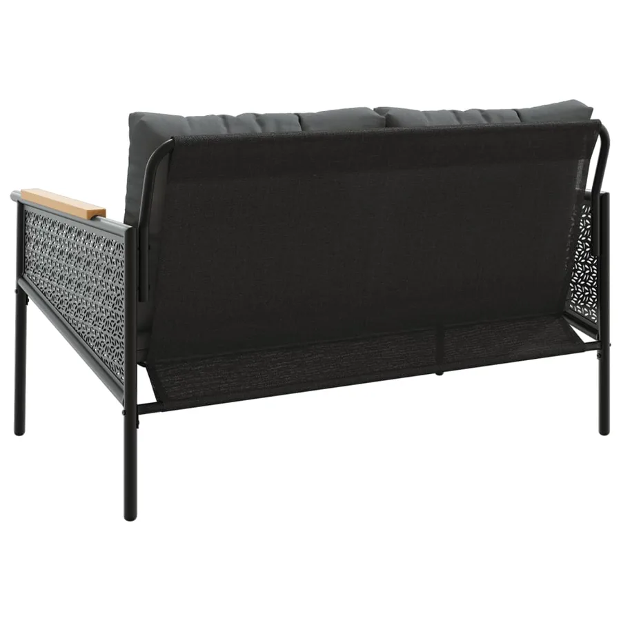 Banc de jardin avec coussins 116 cm noir acier - 7