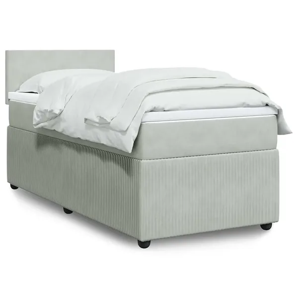 Sommier à lattes de lit et matelas Gris clair 90x190 cm Velours