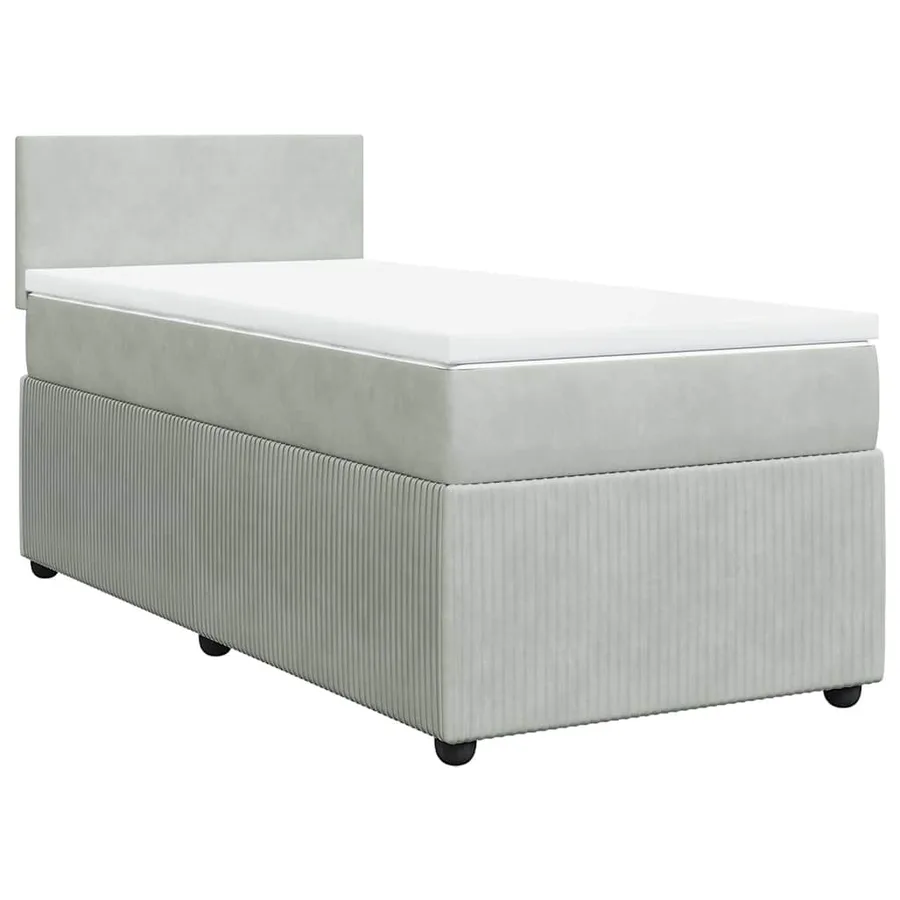 Sommier à lattes de lit et matelas Gris clair 90x190 cm Velours - 2