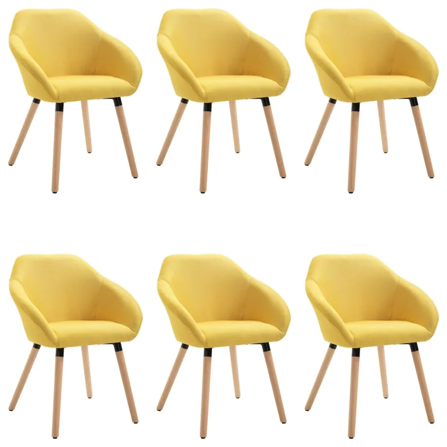Chaises à manger lot de 6 jaune tissu - 2