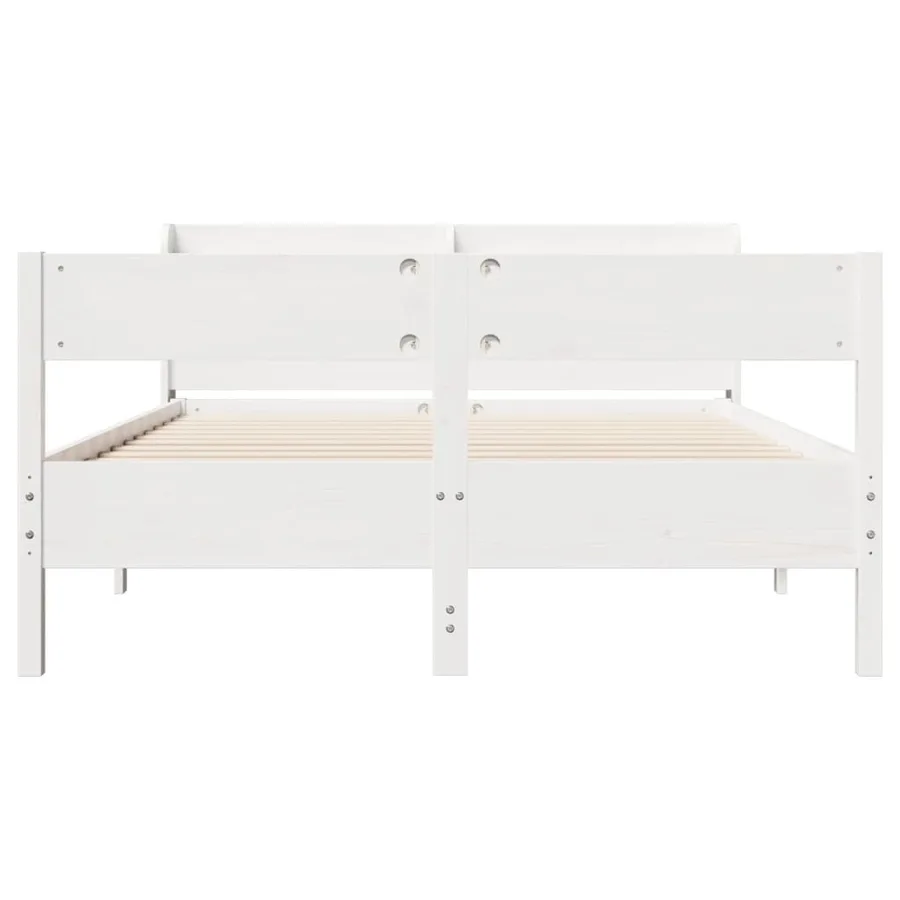 Cadre de lit sans matelas blanc 160x200 cm bois de pin massif - 4