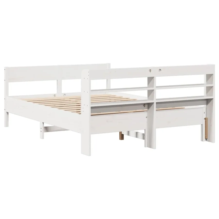 Cadre de lit sans matelas blanc 160x200 cm bois de pin massif - 6