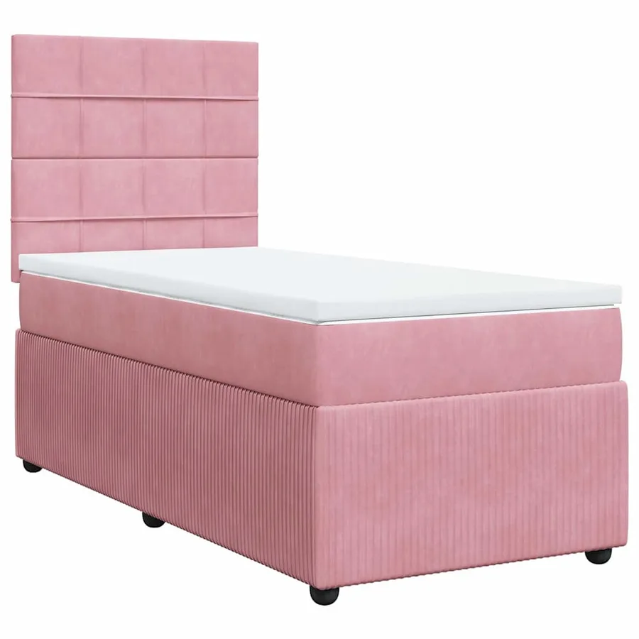 Sommier à lattes de lit avec matelas Rose 100x200 cm Velours - 3