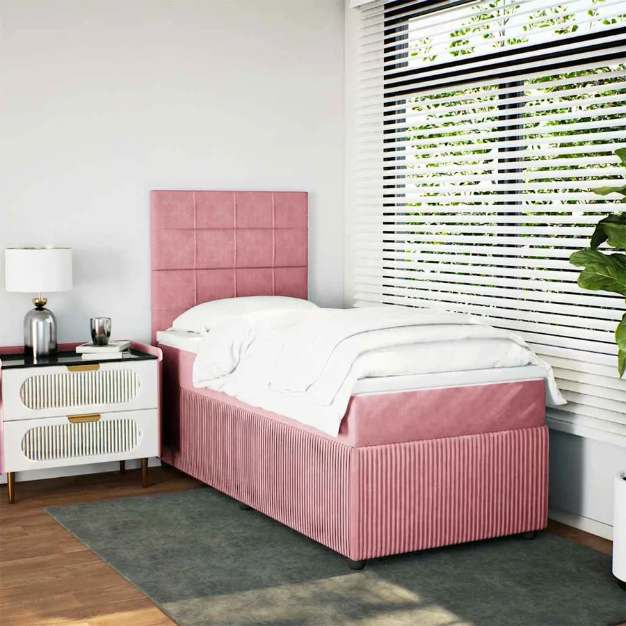 Sommier à lattes de lit avec matelas Rose 100x200 cm Velours - 4