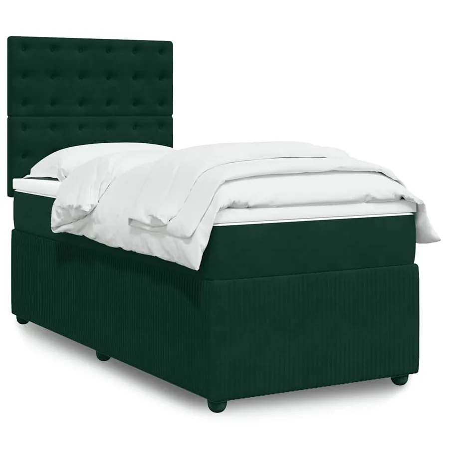Sommier à lattes de lit avec matelas Vert foncé 100x200 cm
