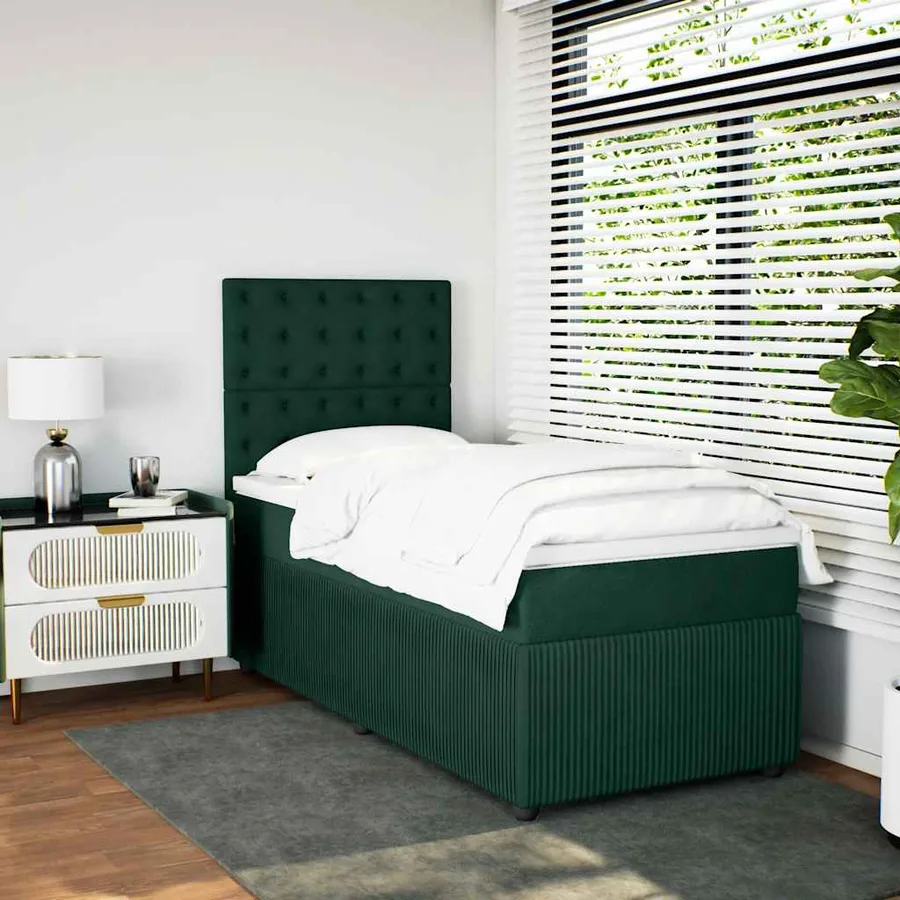 Sommier à lattes de lit avec matelas Vert foncé 100x200 cm - 3