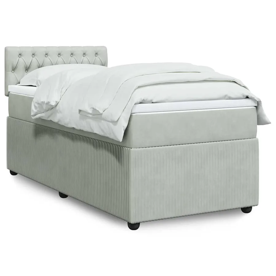 Sommier à lattes de lit et matelas Gris clair 100x200cm Velours