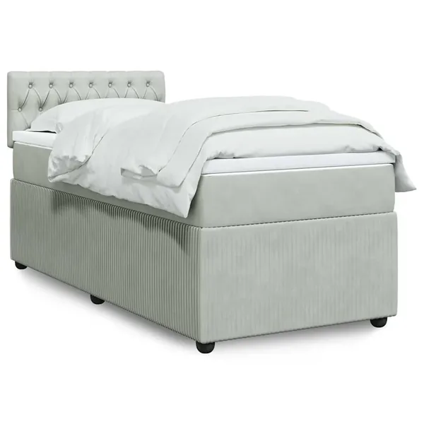 Sommier à lattes de lit et matelas Gris clair 100x200cm Velours