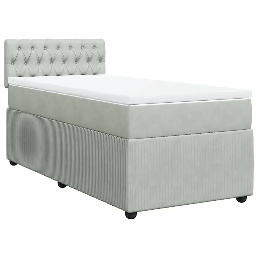 Sommier à lattes de lit et matelas Gris clair 100x200cm Velours - 3