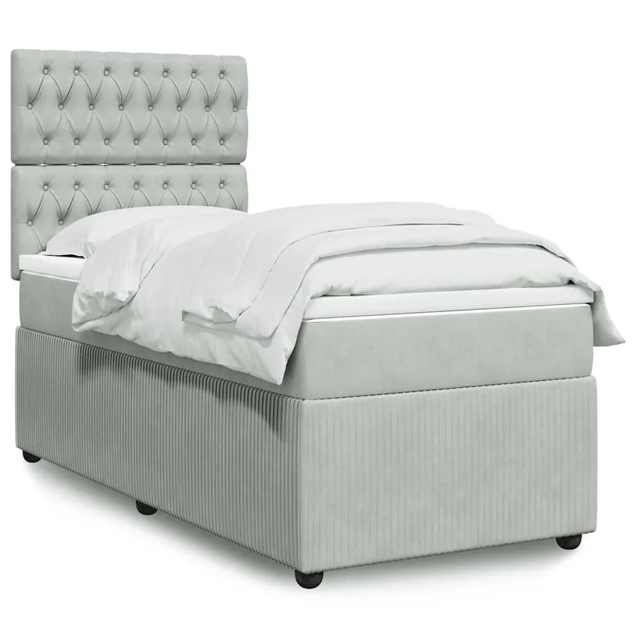 Sommier à lattes de lit et matelas Gris clair 100x200cm Velours