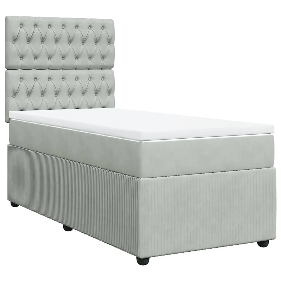 Sommier à lattes de lit et matelas Gris clair 100x200cm Velours - 2