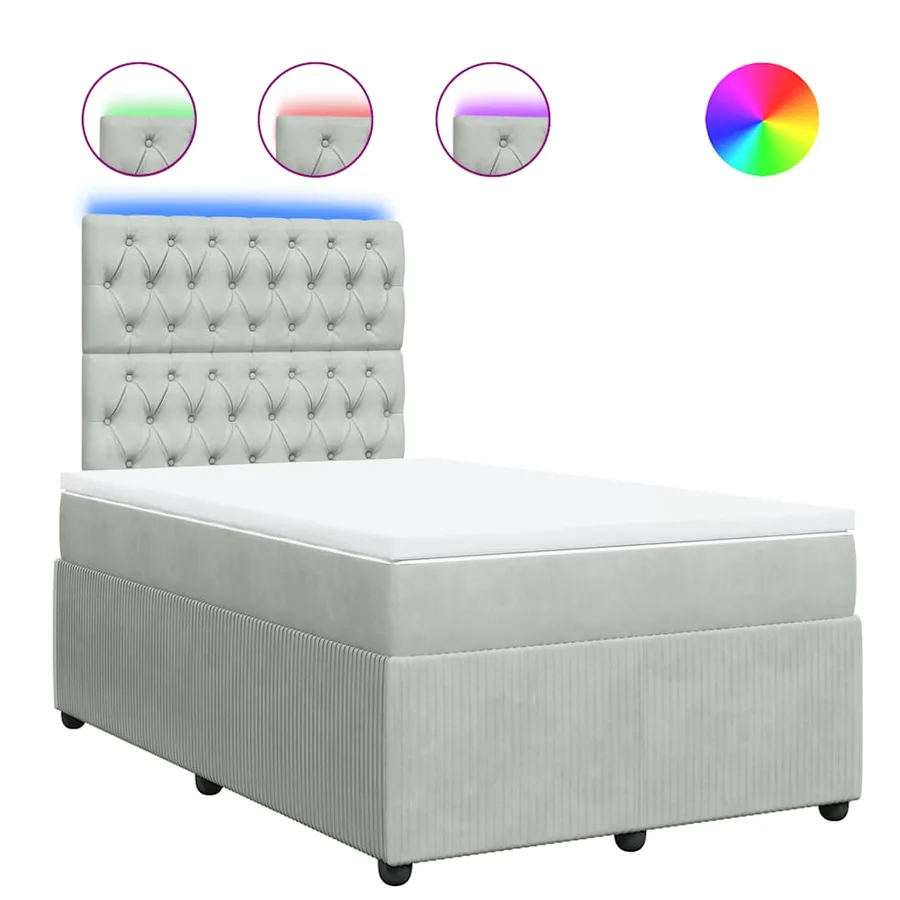 Sommier à lattes de lit et matelas gris clair 120x190cm velours - 2