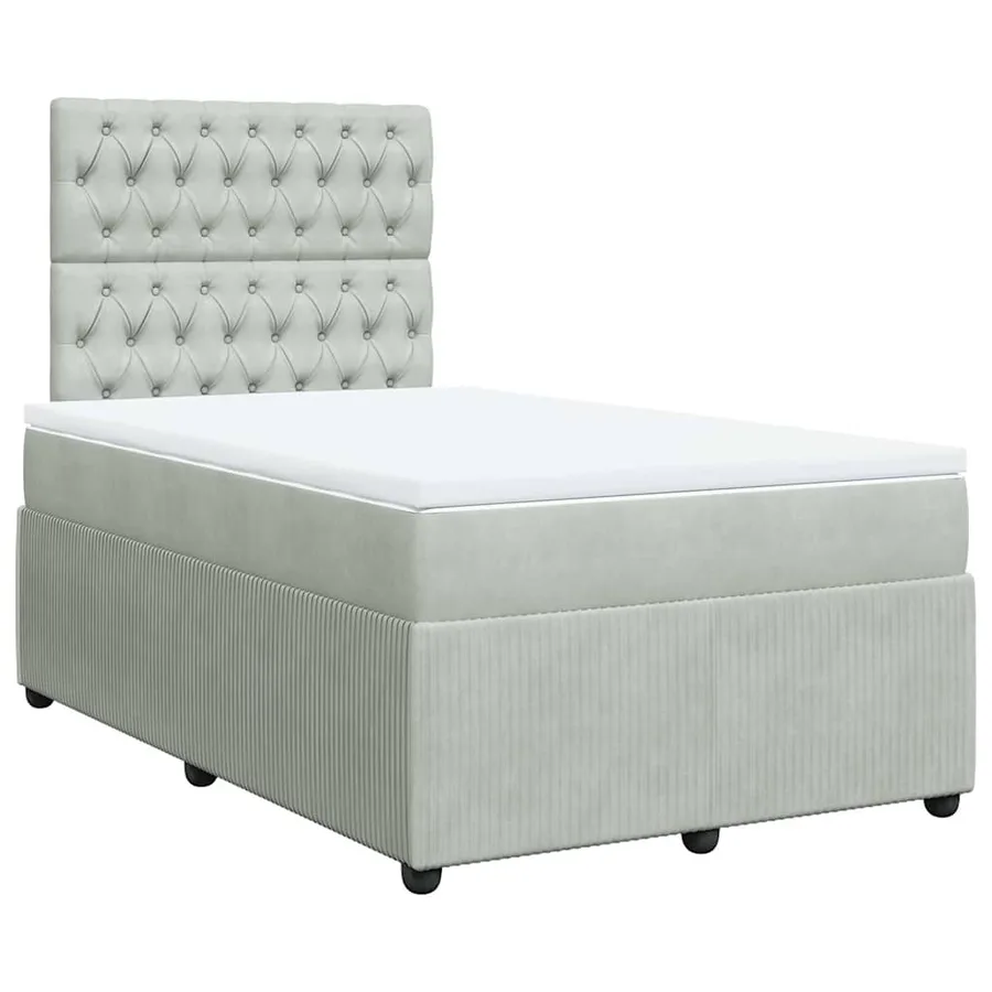 Sommier à lattes de lit et matelas gris clair 120x190cm velours - 3