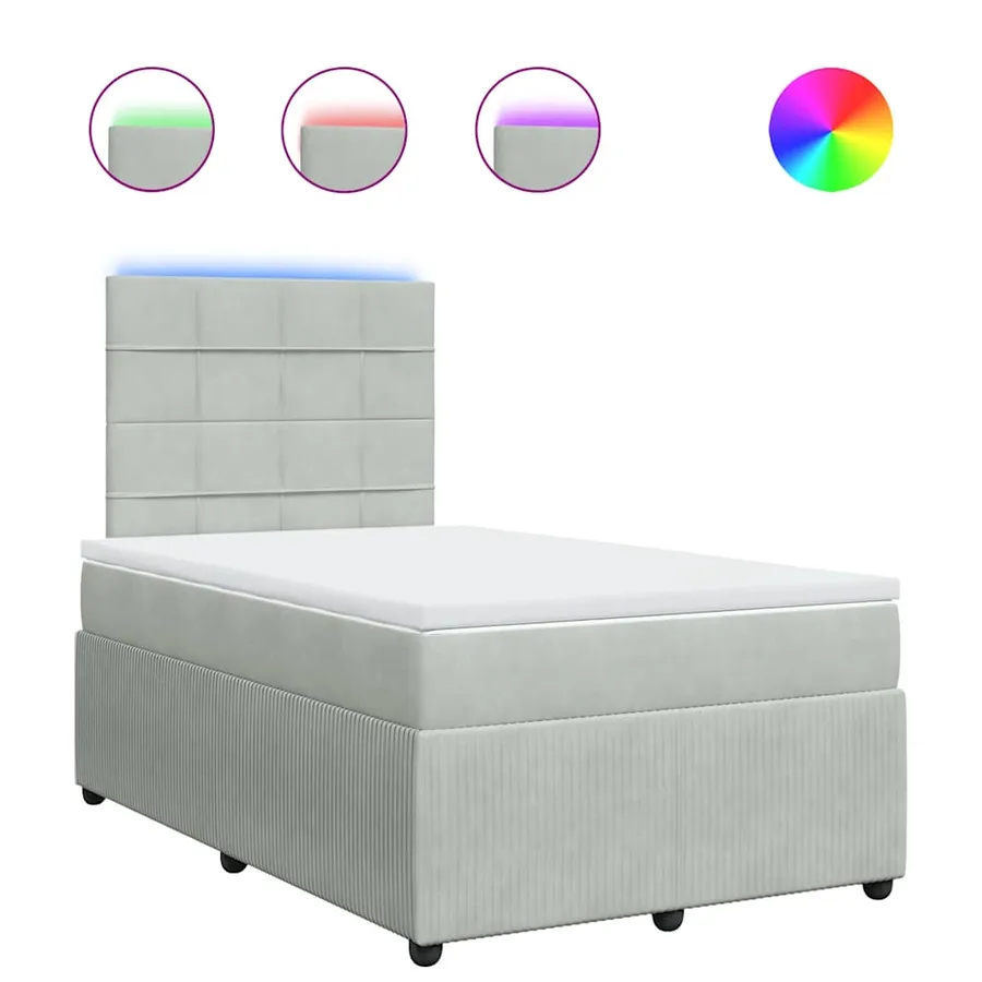 Sommier à lattes de lit et matelas gris clair 120x190cm velours - 2