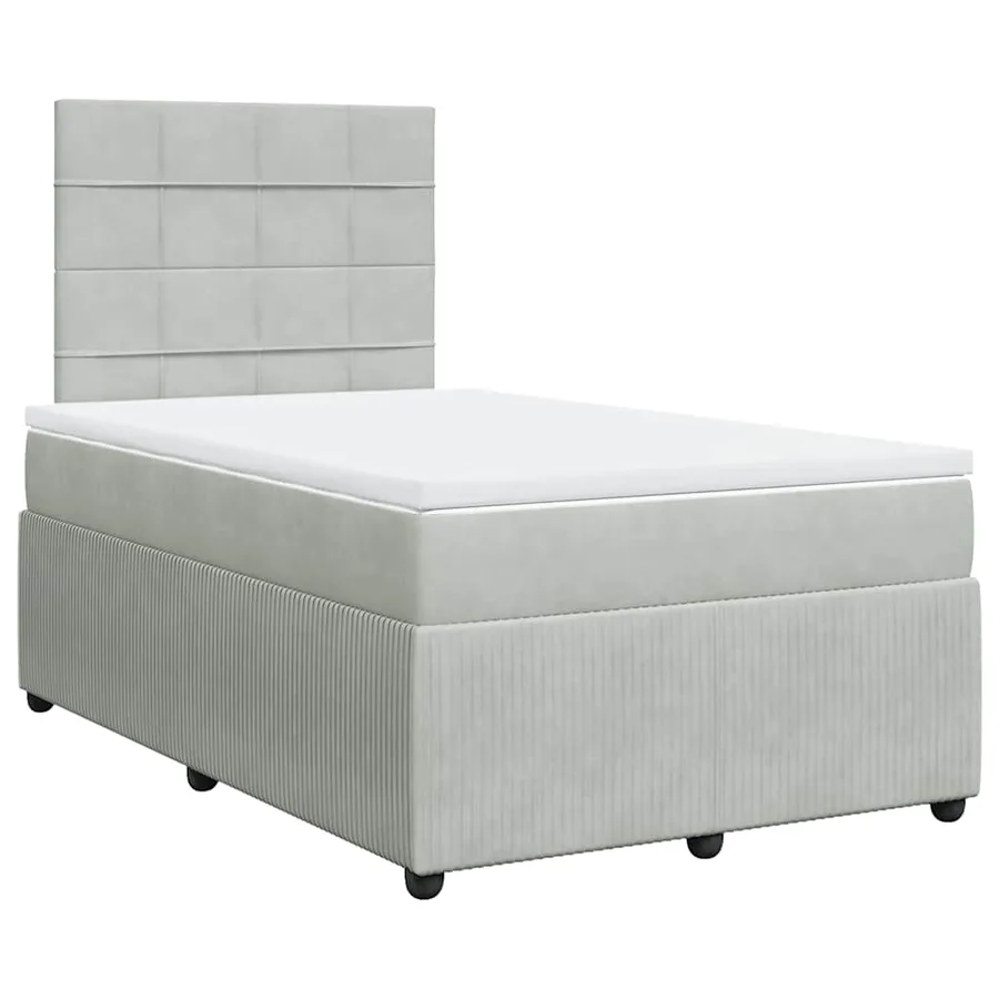 Sommier à lattes de lit et matelas gris clair 120x190cm velours - 3