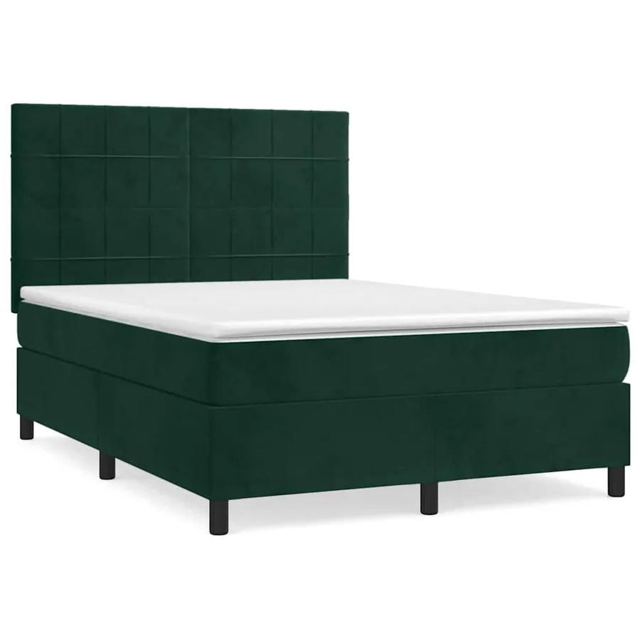 Sommier à lattes de lit et matelas Vert foncé 140x190cm Velours - 2