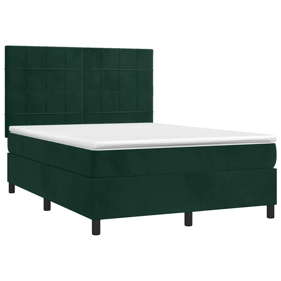 Sommier à lattes de lit et matelas Vert foncé 140x190cm Velours - 3