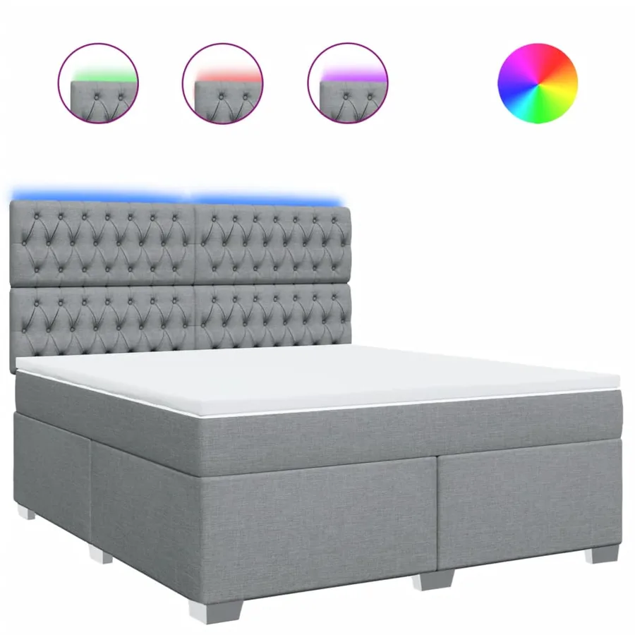 Sommier à lattes de lit avec matelas Gris clair 180x200cm Tissu - 2
