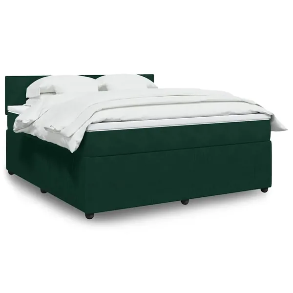 Sommier à lattes de lit et matelas Vert foncé 180x200cm Velours