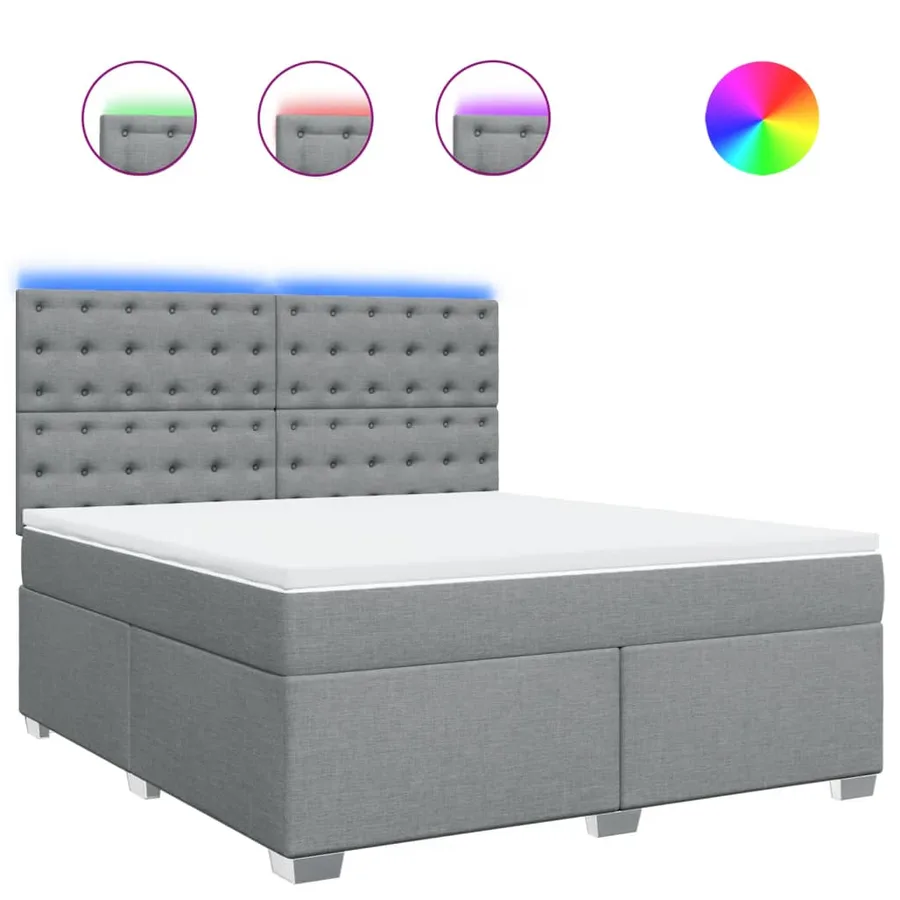 Sommier à lattes de lit avec matelas Gris clair 180x200cm Tissu - 2