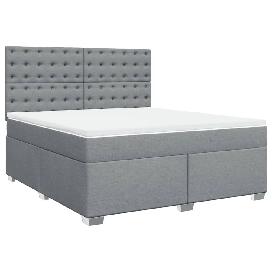 Sommier à lattes de lit avec matelas Gris clair 180x200cm Tissu - 3