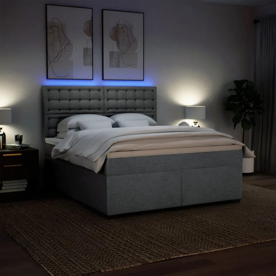 Sommier à lattes de lit avec matelas Gris clair 180x200cm Tissu - 5
